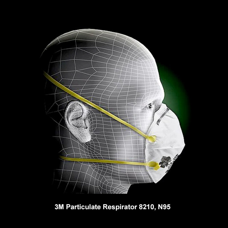 3M 8210 N5 respirator right side view on mannequin