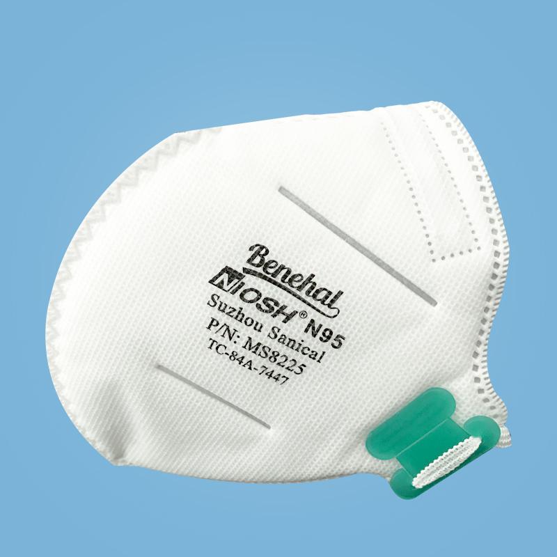 White NIOSH N95 mask left side view