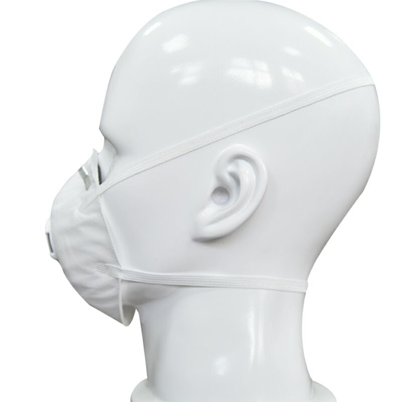 White Benehal 6155L respirator left side view with white maneequin