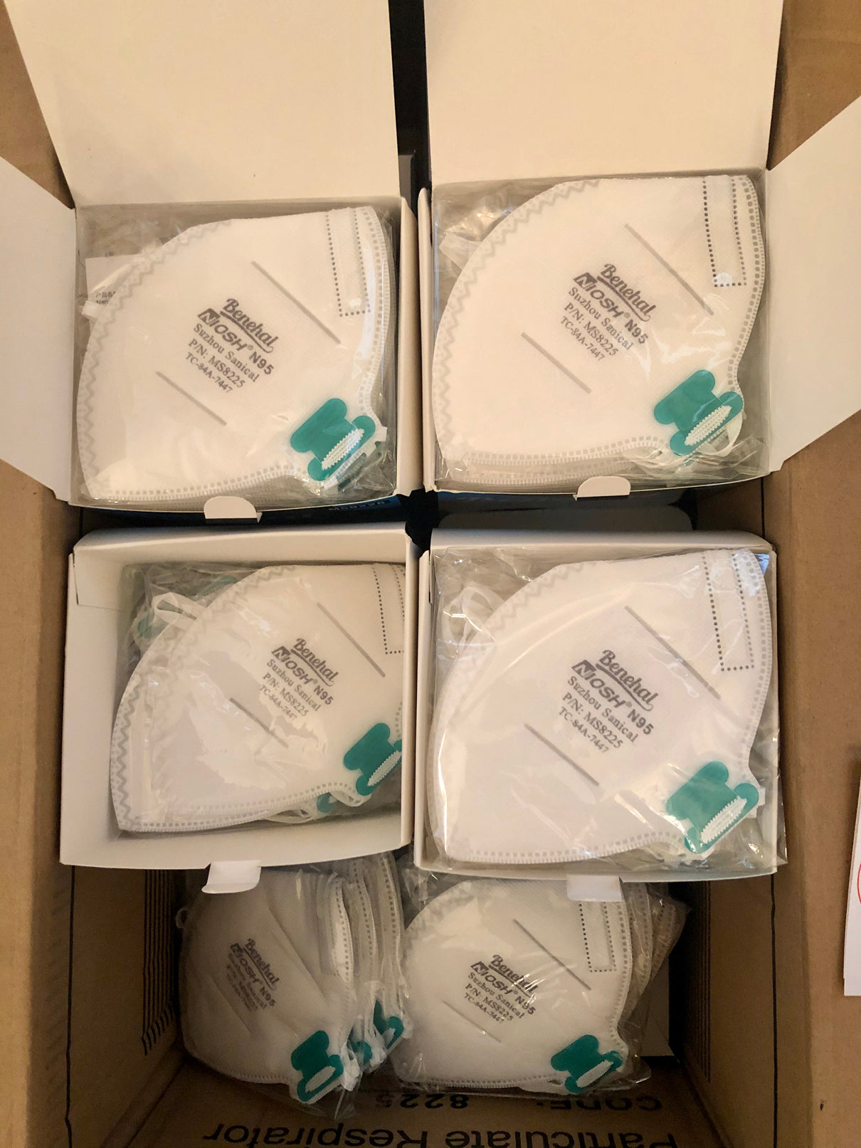 Benehal N95 Respirator masks in packaging in boxes